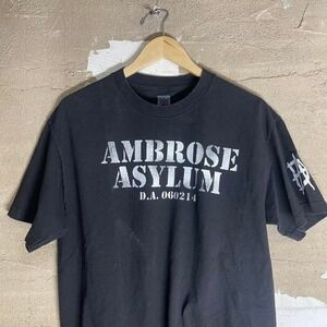 Ambrose Asylum WWE Black Cotton Graphic T Shirt size large